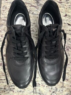 Michael Kors Women’s Black Leather Lace-Up Sneakers